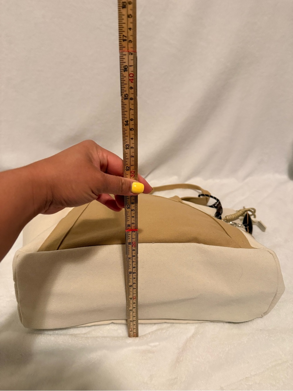 London Fog Canvas Tote Bag in Cream and Tan - Picture 4 of 14